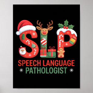 Poster Spécialiste drôle de langage de Noël orthophoniste
