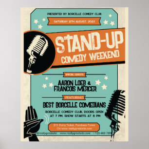 Poster Spectacle de comédie stand up rétro vintage grunge