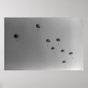 Poster Spectacle des parachutistes noir et blanc 1968