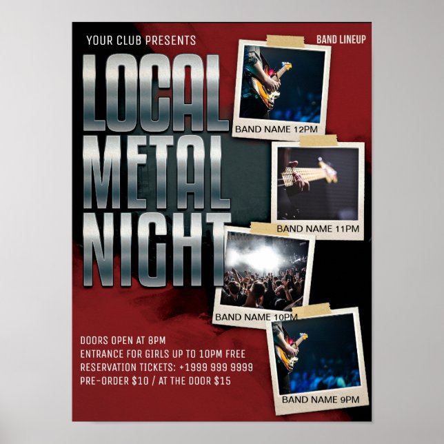 Poster Spectacle local en métal | Gig | Club | Flyer (Devant)