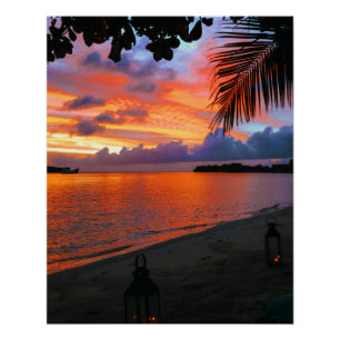 Poster Spectaculaire Plage de coucher de soleil tropical