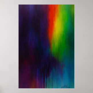 Poster Spectrum Cascade - Abstract Drip Painting