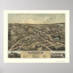 Poster Spencer, carte panoramique de mA - 1877