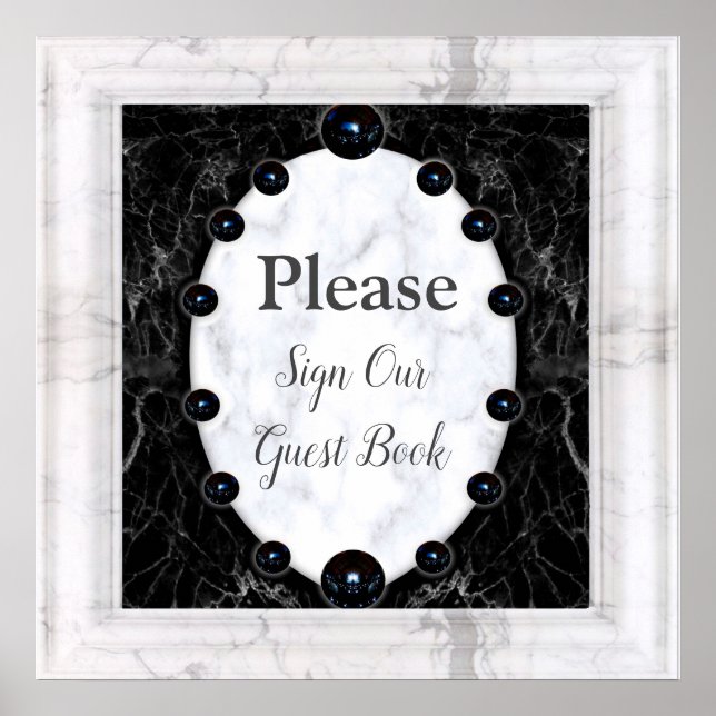 Poster Sphères opulentes en marbre blanc et noir (Devant)