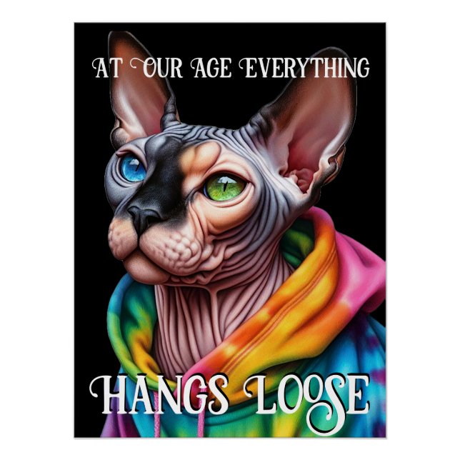 Poster Sphynx Chat Hangs Loose Anniversaire (Devant)