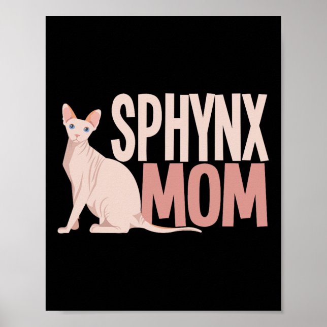 Poster Sphynx Maman Chat Sphinx Chat sans cheveux Proprié (Devant)