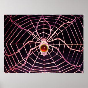 Poster SPIDER ET WEB Rouge Ruby Gemstone Noir