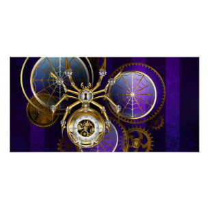 Poster Spider Steampunk sur Arrière - plan pourpre