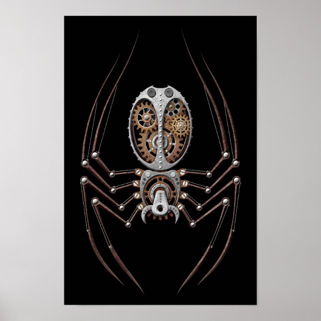 Poster Spider Steampunk sur noir (Devant)