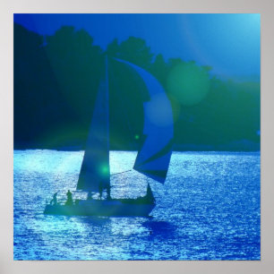 Poster Spinnaker emballant l'affiche de voilier