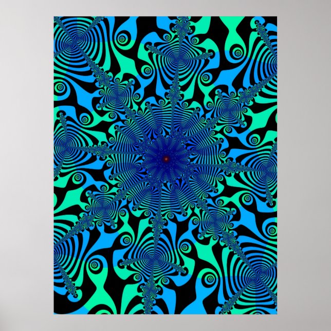 Poster Spinner Mind en bleu et vert (Devant)