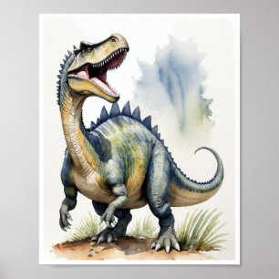 Poster Spinosaurus Dinosaur Aquarelle Décor Maison WallAr