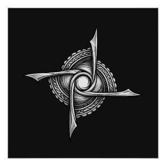 Poster Spiral Blade Sigil – Abstract Rotational Symbol