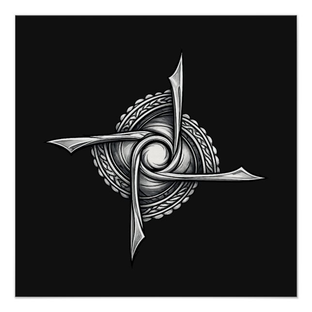 Poster Spiral Blade Sigil – Abstract Rotational Symbol (Devant)