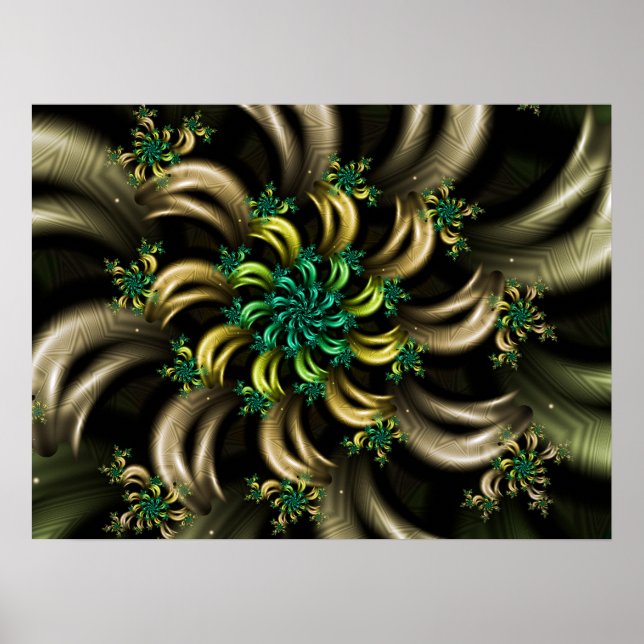 Poster Spiral fractal rayé (Devant)