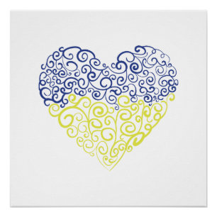 Poster Spiral tourbillons mehandi coeur drapeau ukrainien