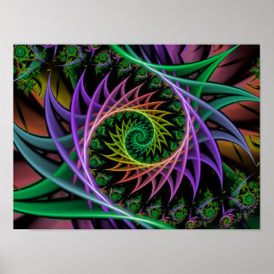 Poster Spiral Vortex Floral Abstrait Art Fractal Épineux