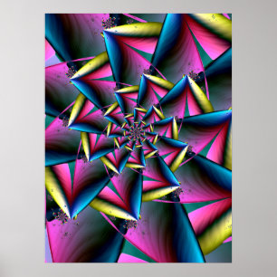 Poster Spirale bleue, rose et jaune