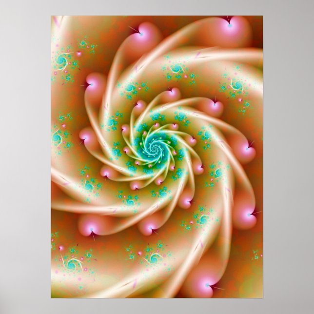 Poster Spirale Coeurs roses (Devant)