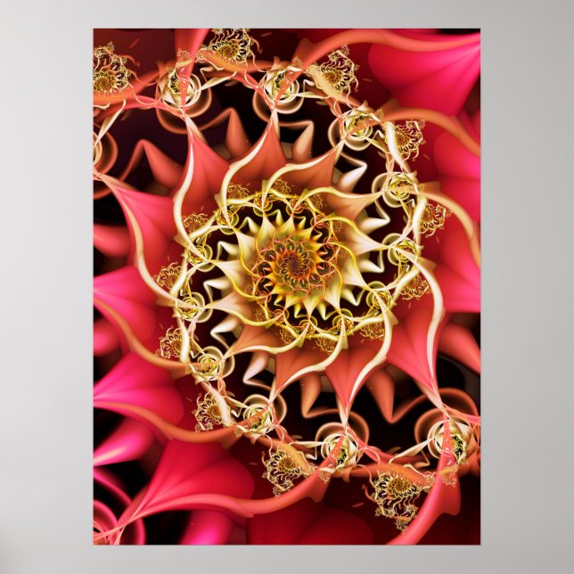 Poster Spirale Coeurs roses (Devant)