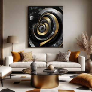 Poster Spirale cosmique dorée et argentée