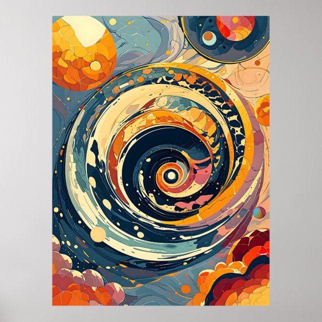 Poster Spirale cosmique : Galactique Abstraite (Devant)