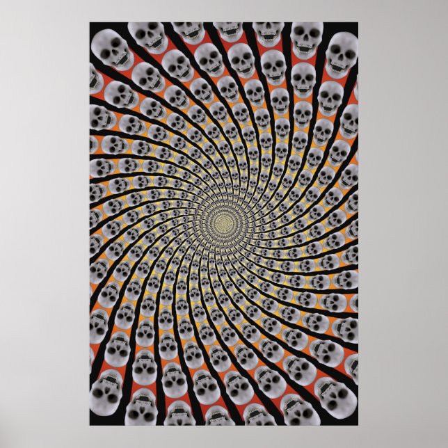 Poster : Spirale crânienne : Trippy Design : Rouge (Devant)