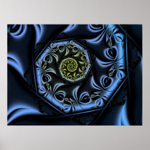 Poster Spirale de cœur bleu