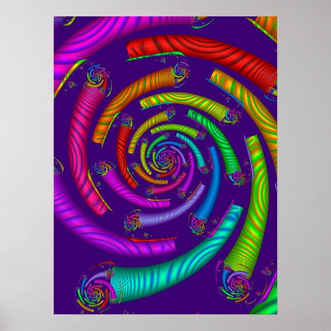 Poster Spirale de tuyaux arc-en-ciel (Devant)