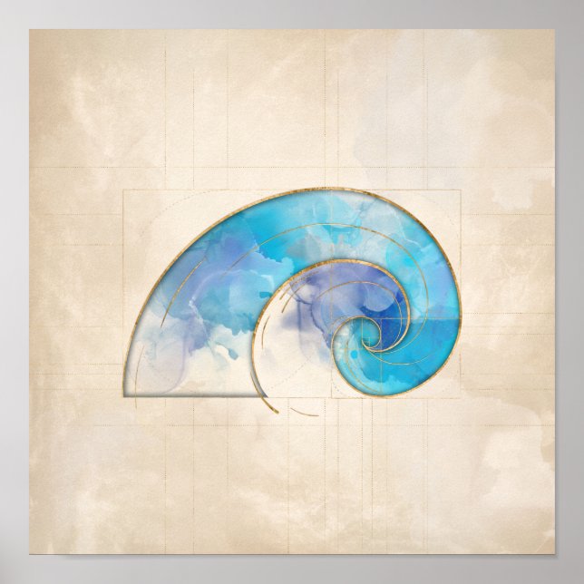 Poster Spirale dorée - Aquarelle (Devant)