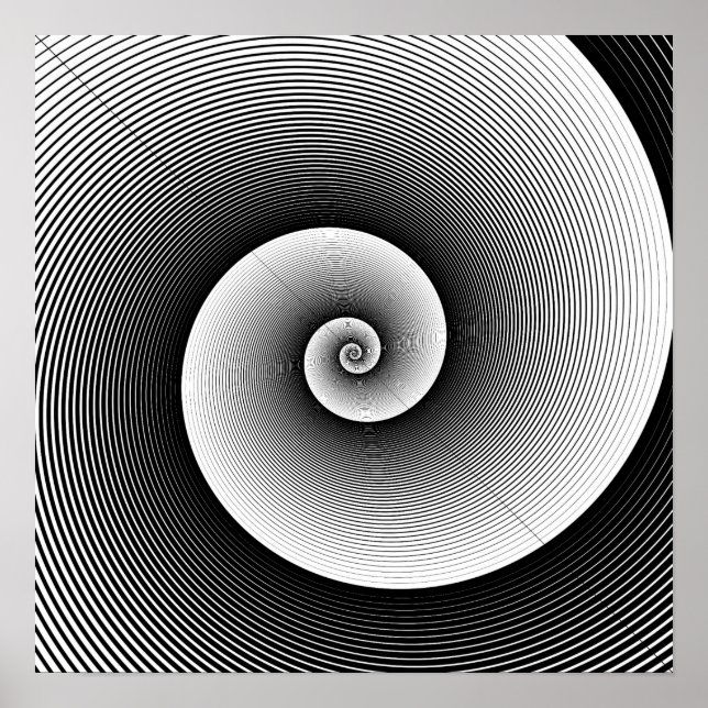 Poster Spirale géante de l'art moderne noir et blanc (Devant)