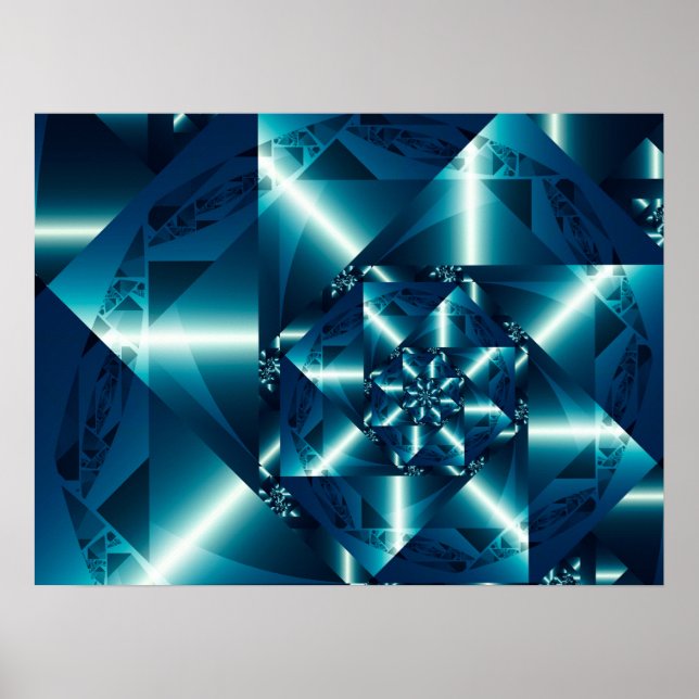 Poster Spirale géométrique bleue (Devant)