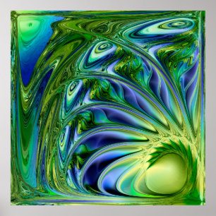 Poster Spirale marine jaune et verte