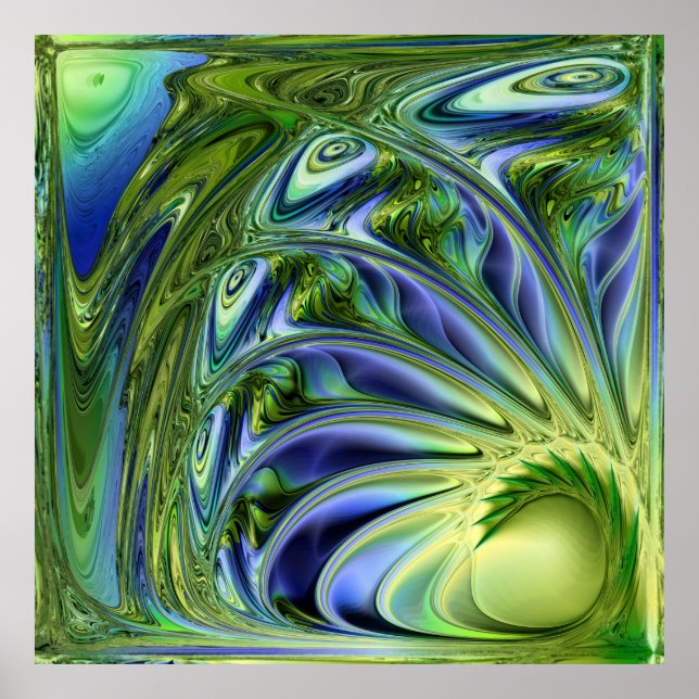 Poster Spirale marine jaune et verte (Devant)