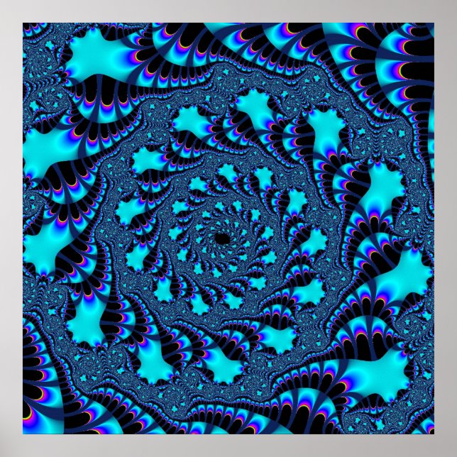 Poster Spirale tourbillon turquoise (Devant)
