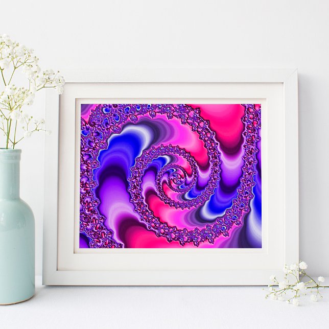 Poster Spirale violette (Hot Pink and Purple Fractal Art Spiral Poster)