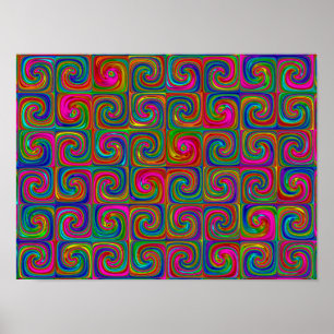 Poster Spirales d'art abstrait vibrant