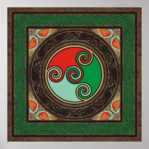 Poster Spirales de couleur celtique