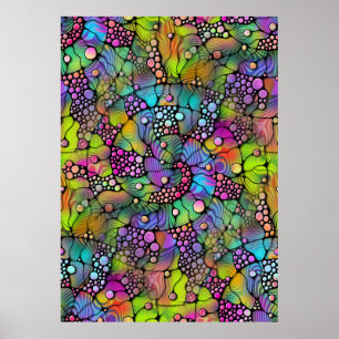 Poster Spirales de points colorés Peinture à la main 1