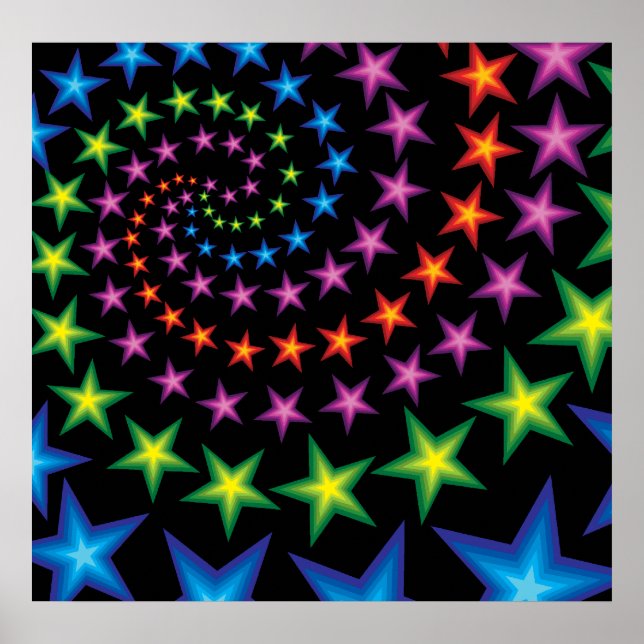 Poster spirales d'étoiles vives (Devant)