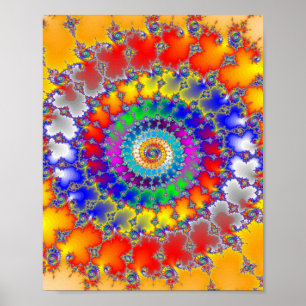 Poster Spirales fractales psychédéliques