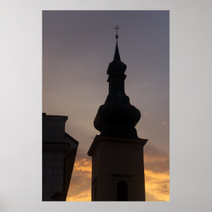 Poster Spire De L'Église À Twilight