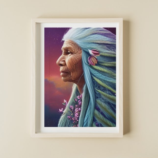 Poster Spirit Elder Amérindien Imaginaire Art numérique (Créateur téléchargé)