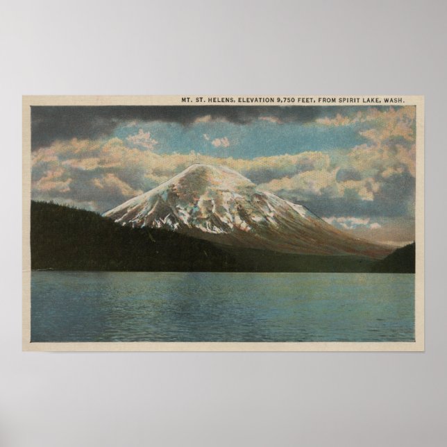 Poster Spirit Lake, WA - Vue du mont St. Helens (Devant)