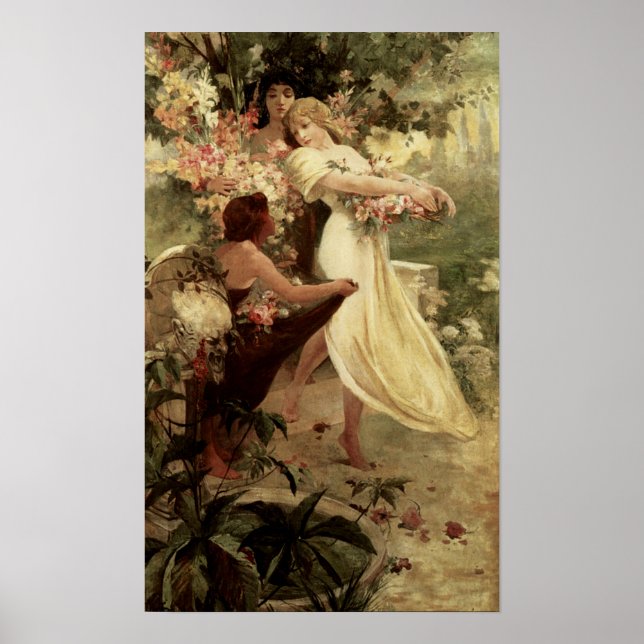 Poster Spirit Of Spring par Alphonse Mucha (Devant)