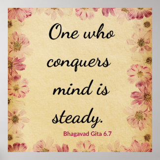 Poster Spiritual Beige Pink Gita Conquers Mind Print