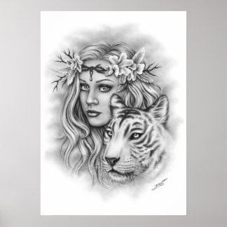 Poster Spirituel White Tiger Girl