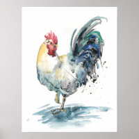 Splash de coq - Aquarelle