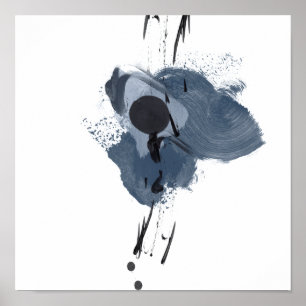 Poster Splash II bleu et noir Bleu noir Paint Splash 3