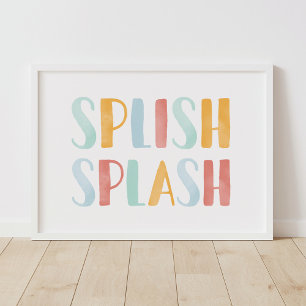 Poster Splish Splash Colorful Kid Bathroom Decor